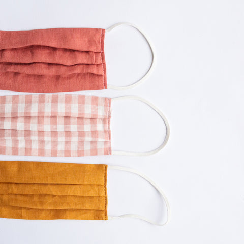 Double Layer Pleated Fabric Face Mask with Filter Pocket