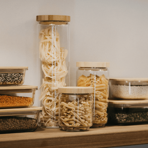 Glass & Bamboo Lennox Pantry Jars - Set of Three