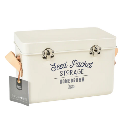 Leather Handled Seed Packet Storage Tin