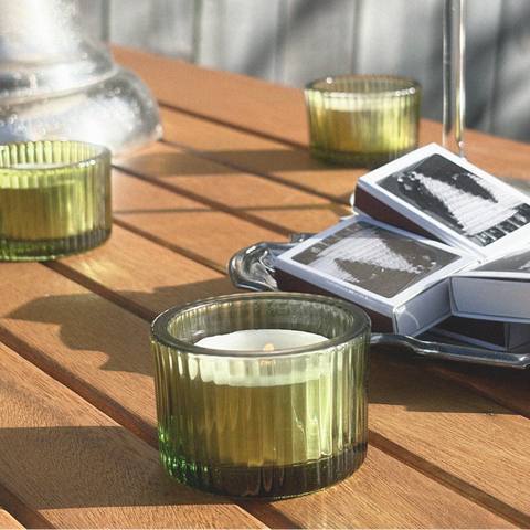 Olive Fluted Tealight Holders (Set of 6)