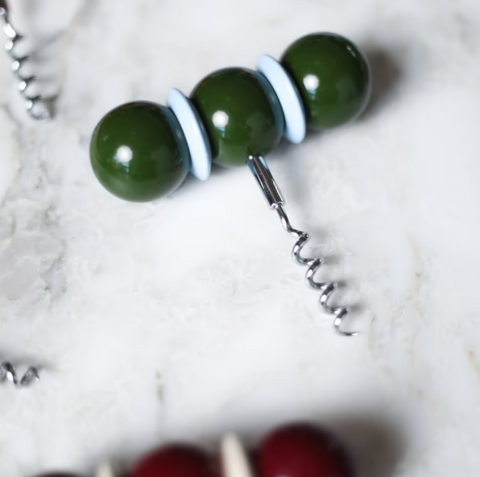 Khaki Green & Pale Denim Bobbon Corkscrew