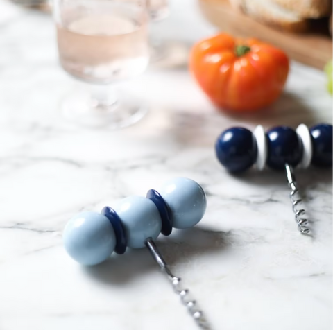Pale Denim & Navy Bobbon Corkscrew