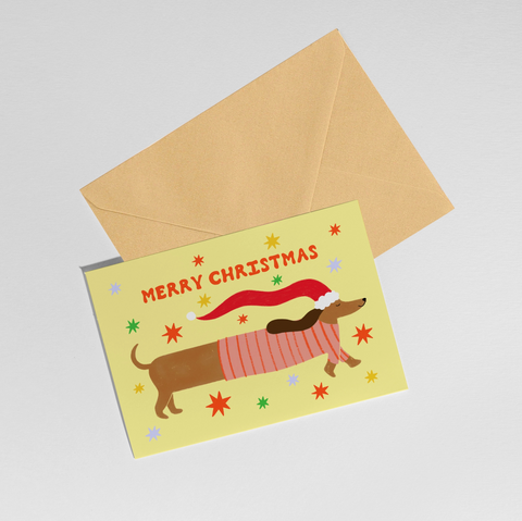 Sausage Dog Christmas Card