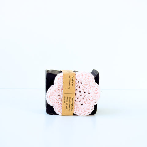 Face Soap Bar with Crochet Flower Scrubby
